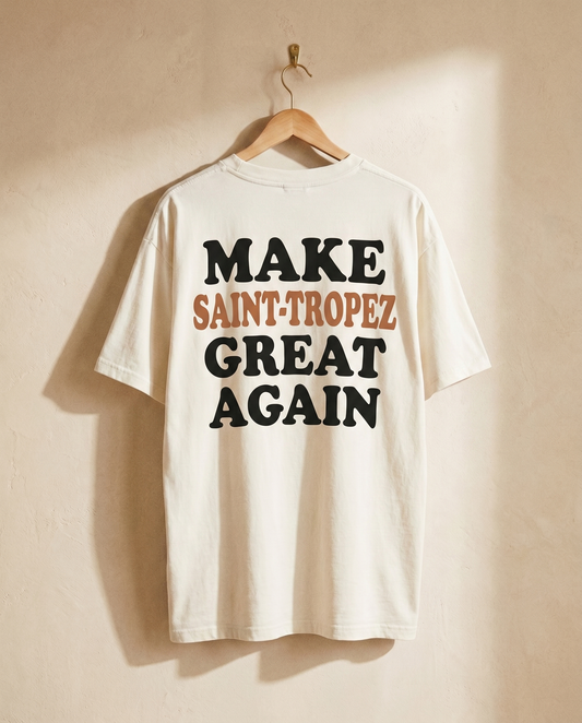 Make Saint-Tropez Great Again blanc - dos sur cintre