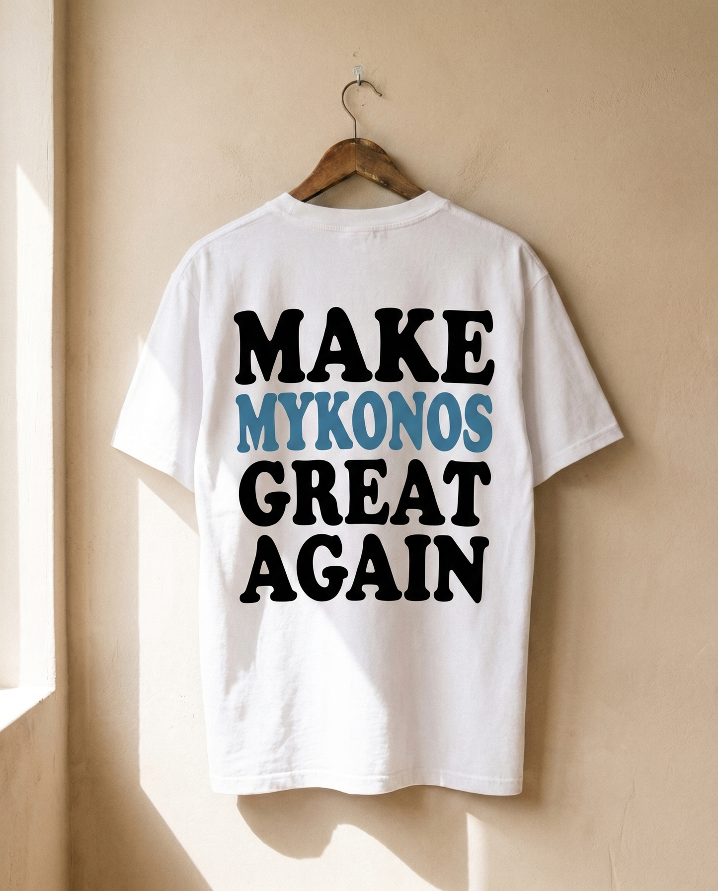 Make Mykonos Great Again blanc - dos sur cintre